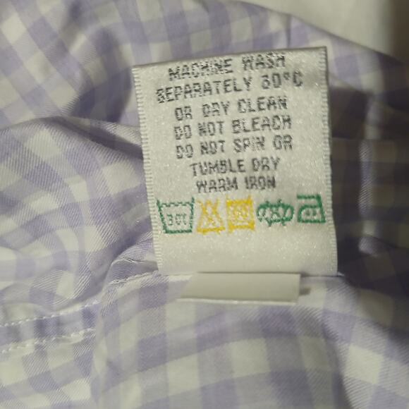 NWT Bugatchi XL men's Shaped Fit lavender check 100% cotton flip cuff long-slv - Picture 14 of 16